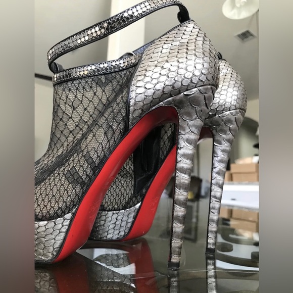 Christian Louboutin 140mm Bridget Python Lace Ankle Booties Sz 40.5 (US 10.5) - Picture 2 of 14
